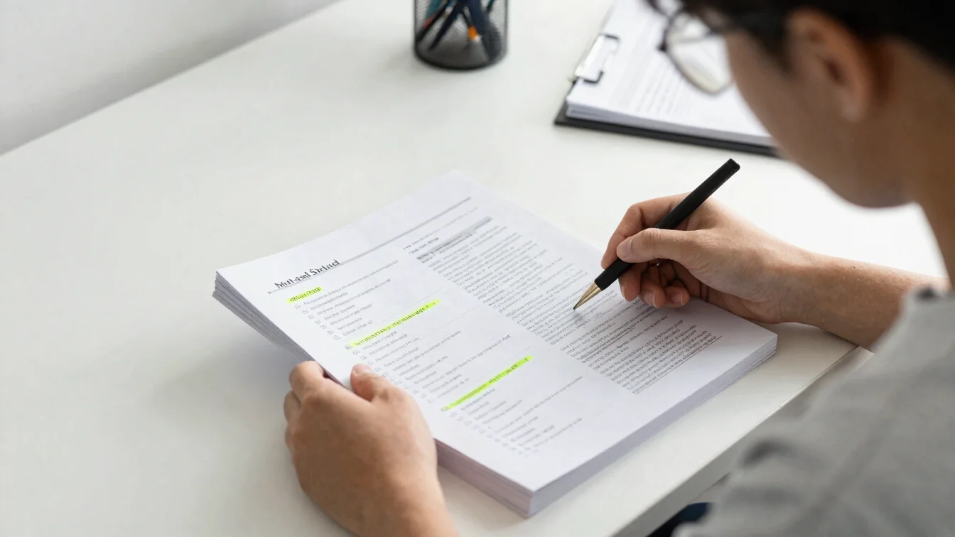 Student reviewing a med-surg study guide with highlighted notes a